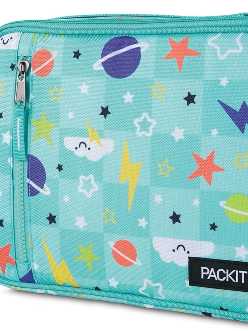 New with Tags PackIt Freezable Classic Lunch Box - Happy Clouds Space Pattern
